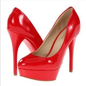 Aldo Red Patent Platform Pumps